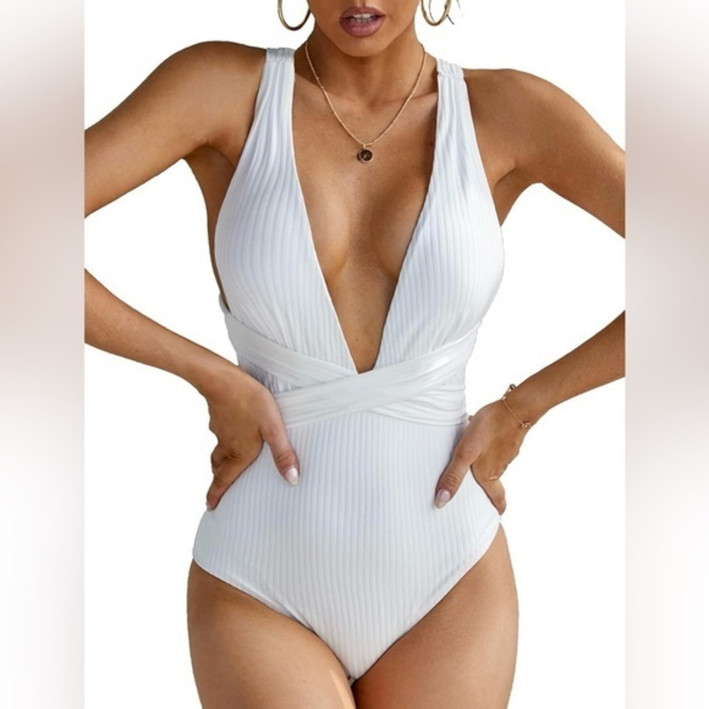 Swimsuit High Waisted Bathing Suit Monokini Floral Print Cutout Racerback Zip Up